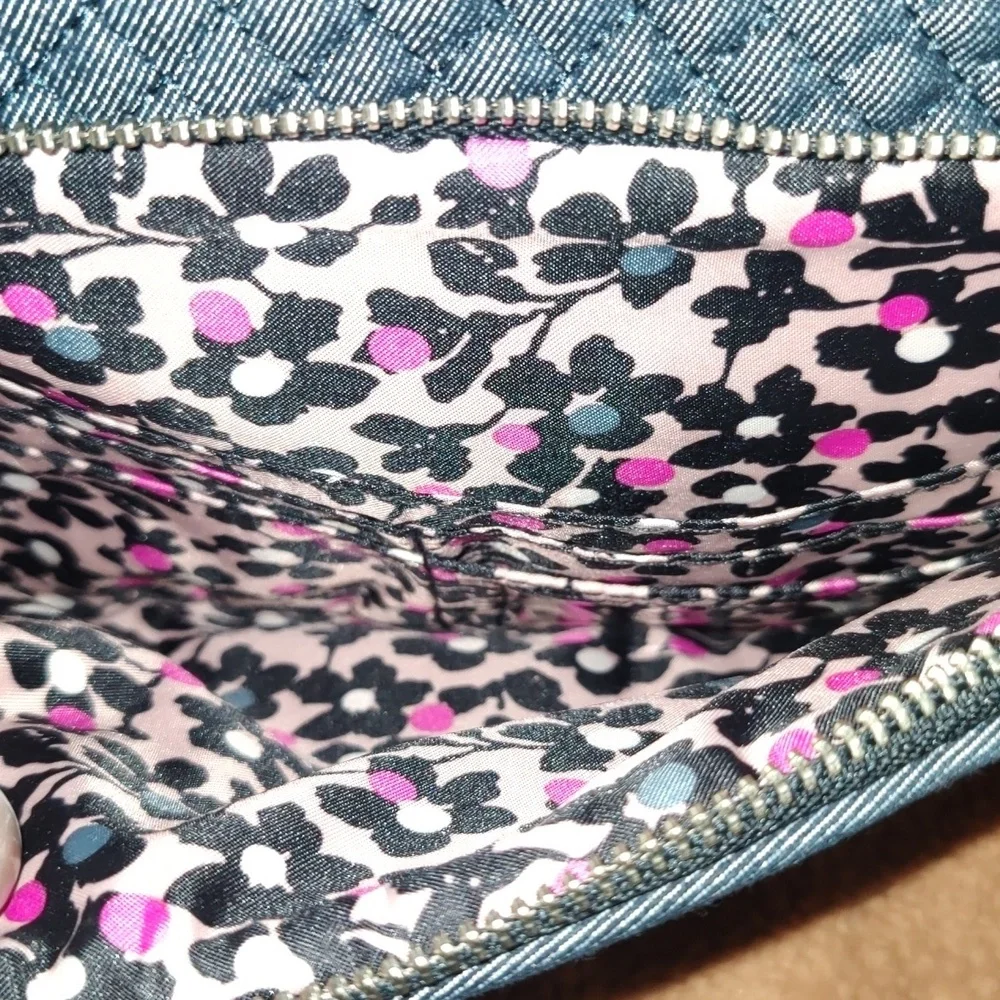 Vera Bradley Quilted Denim Hipster Crossbody with Bag Charm, EUC
